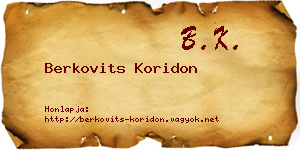 Berkovits Koridon névjegykártya